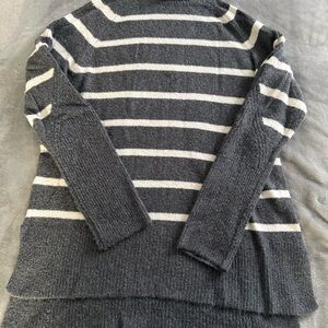 a new day Charcoal and Cream Striped Turtleneck Sweater